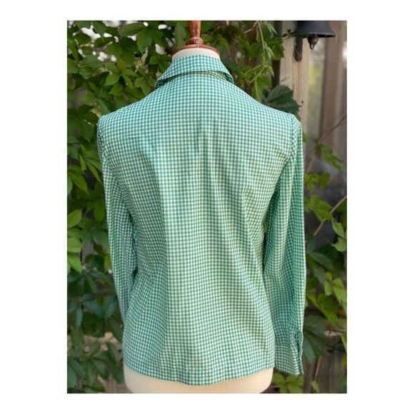 1960s Gingham Shirt Ruffles Western Cottagecore - Picture 9 of 13